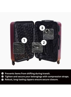GIORDANO GIORDANO Logo Series Carry-On Small Cabin Suitcase Maroon, ABS Hard Shell Lightweight Durable 4 Wheels Luggage Trolley Bag 20" With Secure 3 Digit Number Lock.  - Image 5