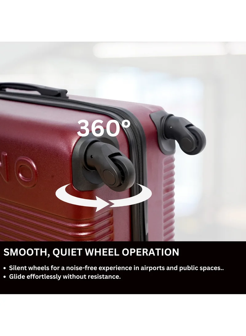 GIORDANO GIORDANO Logo Series Carry-On Small Cabin Suitcase Maroon, ABS Hard Shell Lightweight Durable 4 Wheels Luggage Trolley Bag 20" With Secure 3 Digit Number Lock.