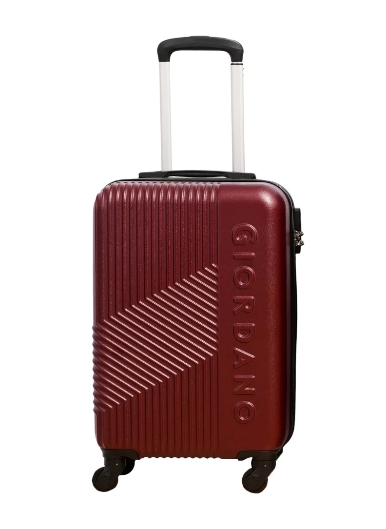 جيوردانو GIORDANO Logo Series Carry-On Small Cabin Suitcase Maroon, ABS Hard Shell Lightweight Durable 4 Wheels Luggage Trolley Bag 20" With Secure 3 Digit Number Lock.