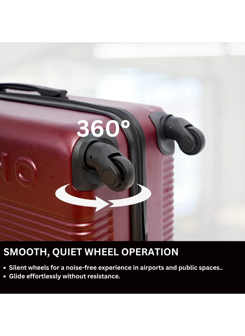 جيوردانو GIORDANO Logo Series Carry-On Small Cabin Suitcase Maroon, ABS Hard Shell Lightweight Durable 4 Wheels Luggage Trolley Bag 20" With Secure 3 Digit Number Lock.
