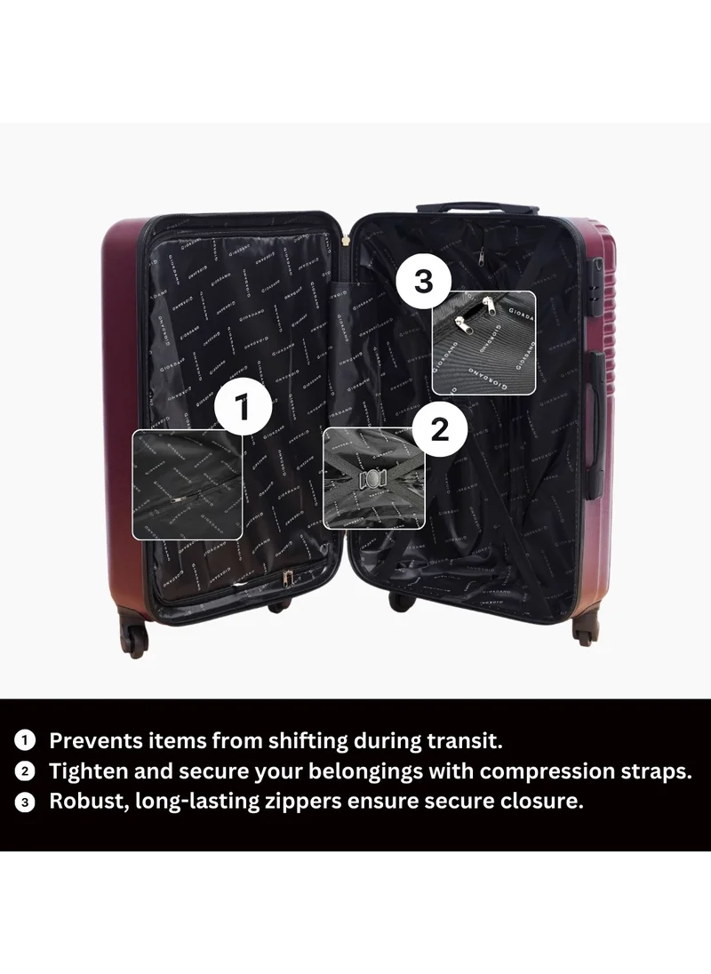 جيوردانو GIORDANO Logo Series Carry-On Small Cabin Suitcase Maroon, ABS Hard Shell Lightweight Durable 4 Wheels Luggage Trolley Bag 20" With Secure 3 Digit Number Lock.