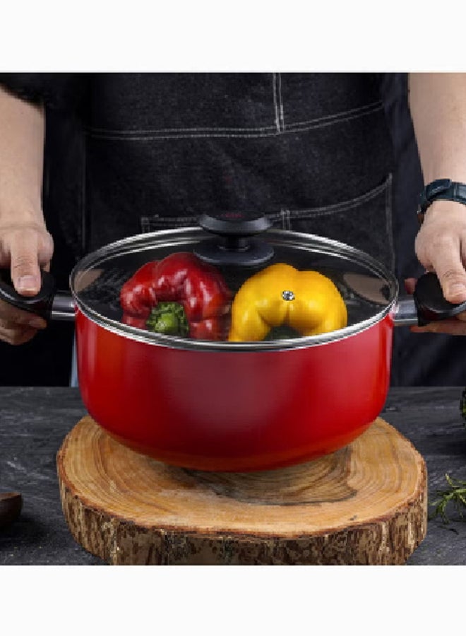 بيتي كروكر قدر طهي من الألومنيوم غير لاصقة مع غطاء زجاجي، متعددة الألوان، قطرها 30  سم، BC2037 - Image 4