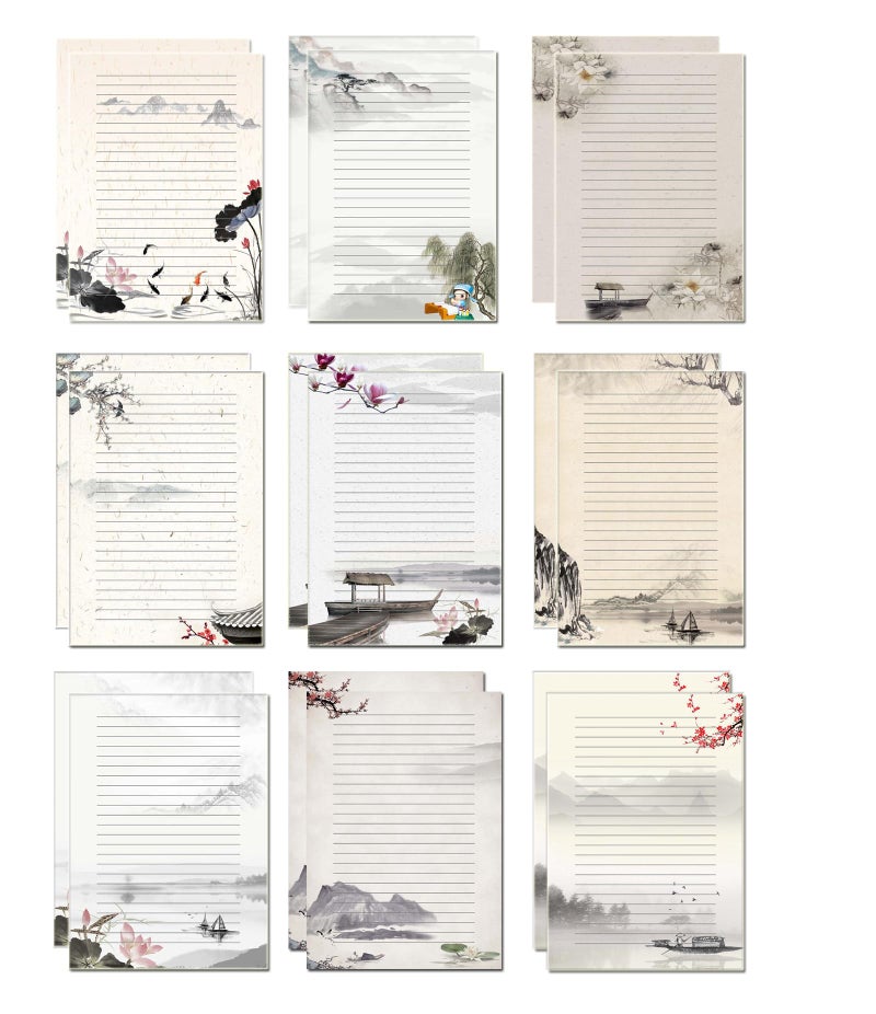 50 Writing Stationery Paper Lined Stationery Paper for Writing Letter Vintage Letter Paper with Lines100 GSM A4 Size 10 Unique Design