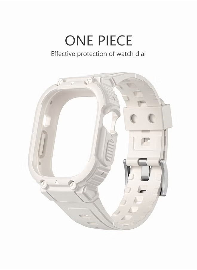 Ocean - Compatible for Apple Watch 45mm/44mm/42mm iWatch SE2 SE Series 9/8/7/6/5/4 SE Strap, TPU Band with Bumper Case, Replacement Shockproof Rugged Band Military Protective Strap, Men Women Sport, Starligh - Image 1