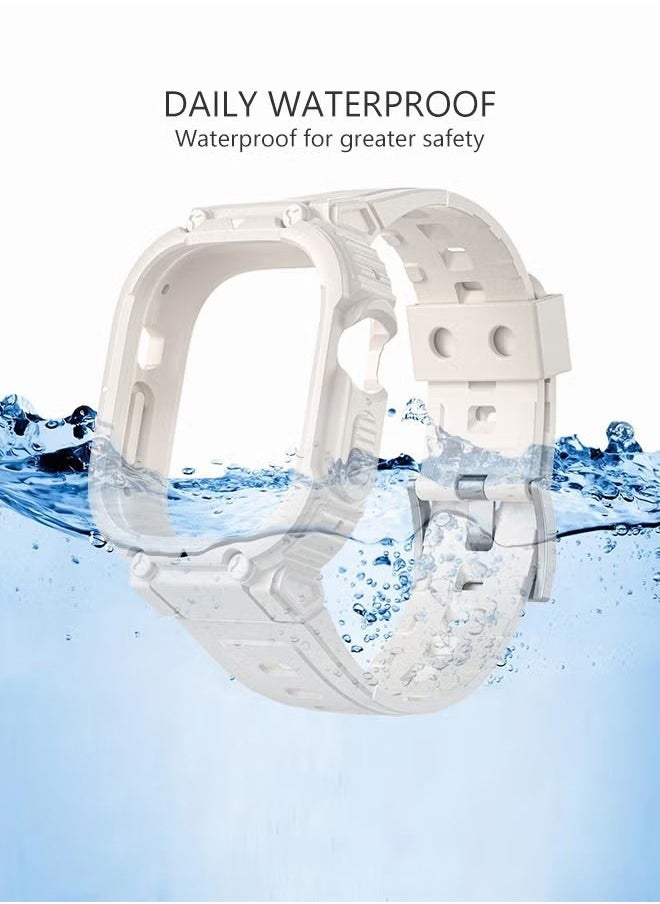 Ocean - Compatible for Apple Watch 45mm/44mm/42mm iWatch SE2 SE Series 9/8/7/6/5/4 SE Strap, TPU Band with Bumper Case, Replacement Shockproof Rugged Band Military Protective Strap, Men Women Sport, Starligh - Image 1