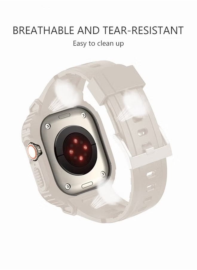 Ocean - Compatible for Apple Watch 45mm/44mm/42mm iWatch SE2 SE Series 9/8/7/6/5/4 SE Strap, TPU Band with Bumper Case, Replacement Shockproof Rugged Band Military Protective Strap, Men Women Sport, Starligh - Image 1