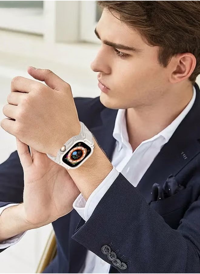 Ocean - Compatible for Apple Watch 45mm/44mm/42mm iWatch SE2 SE Series 9/8/7/6/5/4 SE Strap, TPU Band with Bumper Case, Replacement Shockproof Rugged Band Military Protective Strap, Men Women Sport, Starligh - Image 1