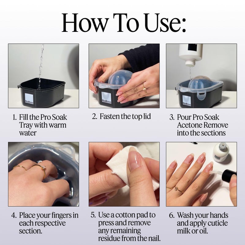 Nailboo 100% Acetone Nail Polish Remover & Soak Bowl, Gel Polish Remover for Nails, Pure Acetone Polish and Dip Powder Remover, Nail Salon Quality Removal, 16 Fl Oz - Image 3