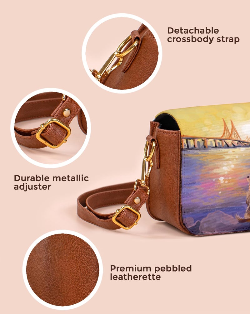 Kalankit Shoulder Bag for Woman | Vegan Leather Sling Bags for Women | Compact Crossbody Purse, Stylish Side Sling Bag & Gift for Woman| New Horizons - Image 5