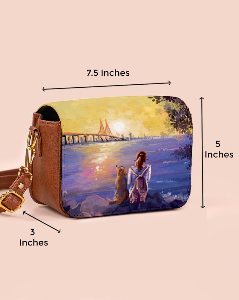 Kalankit Shoulder Bag for Woman | Vegan Leather Sling Bags for Women | Compact Crossbody Purse, Stylish Side Sling Bag & Gift for Woman| New Horizons - Image 3