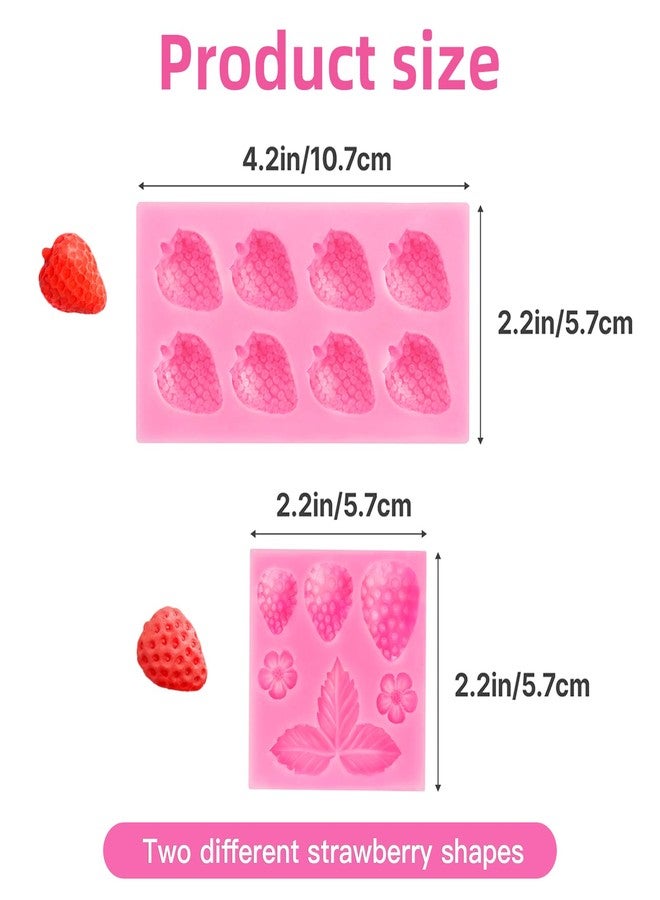 Roxjaejae 3 Pcs Strawberry Mold 3D Strawberry Baking Mold DIY Strawberry Silicone Mold Fruit Fondant Strawberry Chocolate Mold for Cupcake Strawberry Shortcake Cake Topper Decoration Candy Jelly Fondant Clay - Image 2