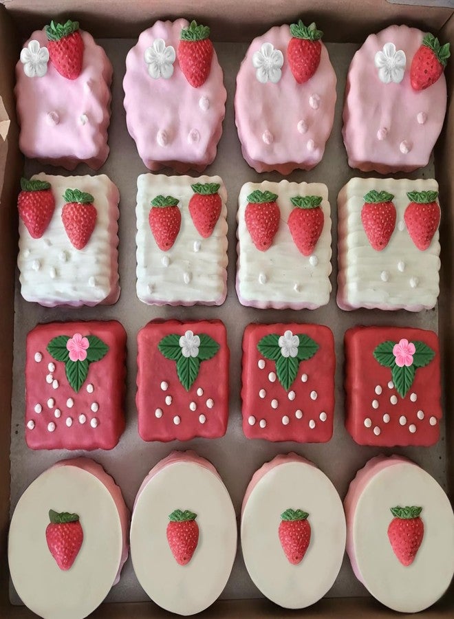 Roxjaejae 3 Pcs Strawberry Mold 3D Strawberry Baking Mold DIY Strawberry Silicone Mold Fruit Fondant Strawberry Chocolate Mold for Cupcake Strawberry Shortcake Cake Topper Decoration Candy Jelly Fondant Clay - Image 5
