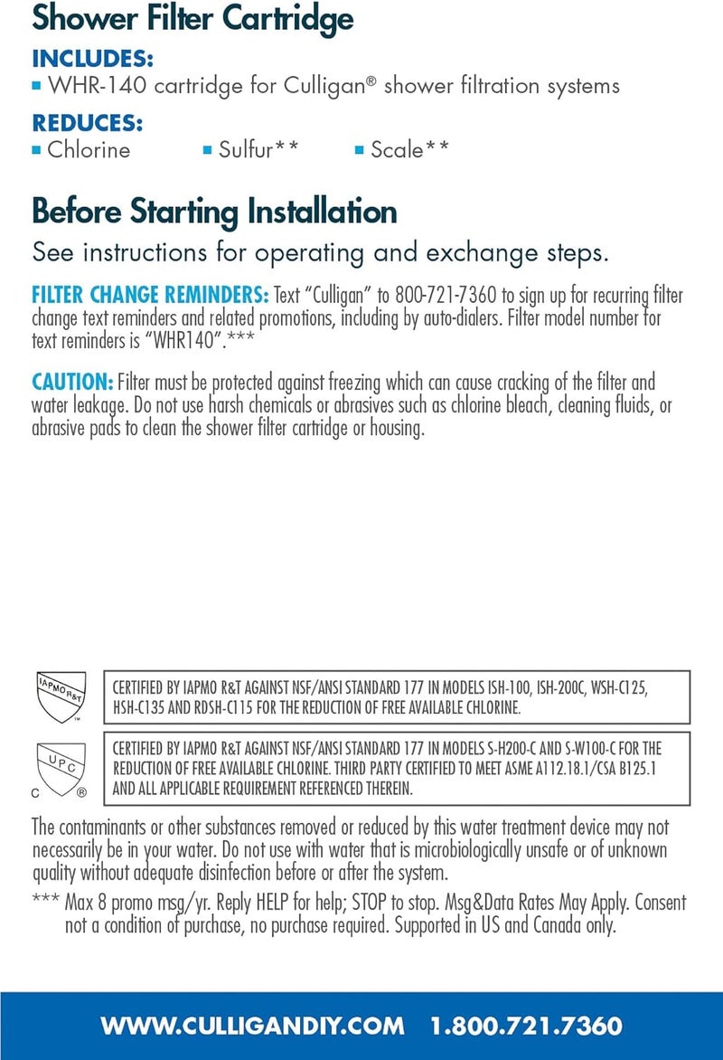Culligan WHR-140 Shower Filter Replacement Cartridge for Softer Skin and Hair - Image 5