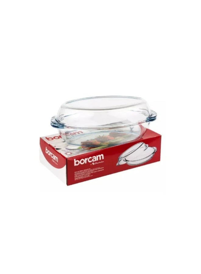 بوركام بولة زجاجي بيضاوي من بوركام مع غطاء – (2250 مل) – صنع في تركيا - Image 2