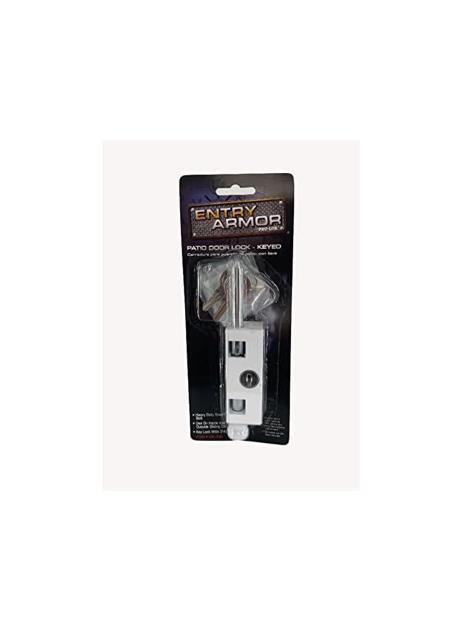 promass Entry Armor EPL-106-W Patio Door Lock- Keyed Lg Rectangle (White Finish) - Image 2