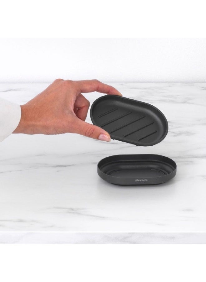 brabantia Mindset Textured Feel Non Scratching Anti-Slip Soap Dish Dark Grey 2.4 x 12.1 x 8.1 cm 303326 - Image 5