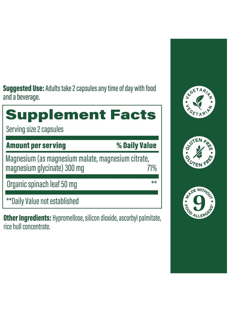 MegaFood Magnesium 300 mg - Glycinate, Malate, Citrate, Formulated with Stress Support, Normal Sleep Cycle & Muscle Function - 60 Capsules (30 Servings)  - Image 3
