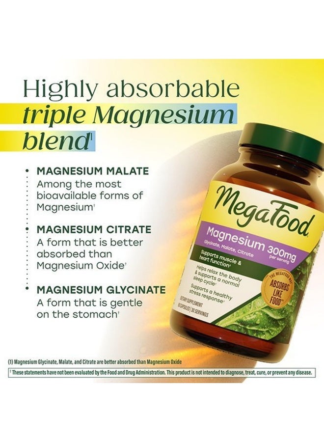 MegaFood Magnesium Glycinate, Malate, Citrate 300mg, 60 Capsules,Highly Absorbable 3 in 1 Magnesium Complex Blend to Support Heart & Muscle Function, Stress & Sleep, Vegetarian, 30 Servings - Image 5
