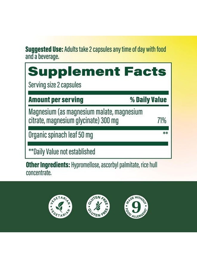 MegaFood Magnesium Glycinate, Malate, Citrate 300mg, 60 Capsules,Highly Absorbable 3 in 1 Magnesium Complex Blend to Support Heart & Muscle Function, Stress & Sleep, Vegetarian, 30 Servings - Image 3