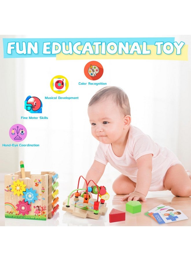 Bravmate Wooden Activity Cube, 8-in-1 Wooden Montessori Learning Toys for 18 M+ Toddlers, One Year Old First Birthday Gift, Baby Toy Set with Bonus Sorting & Stacking Board - Image 4