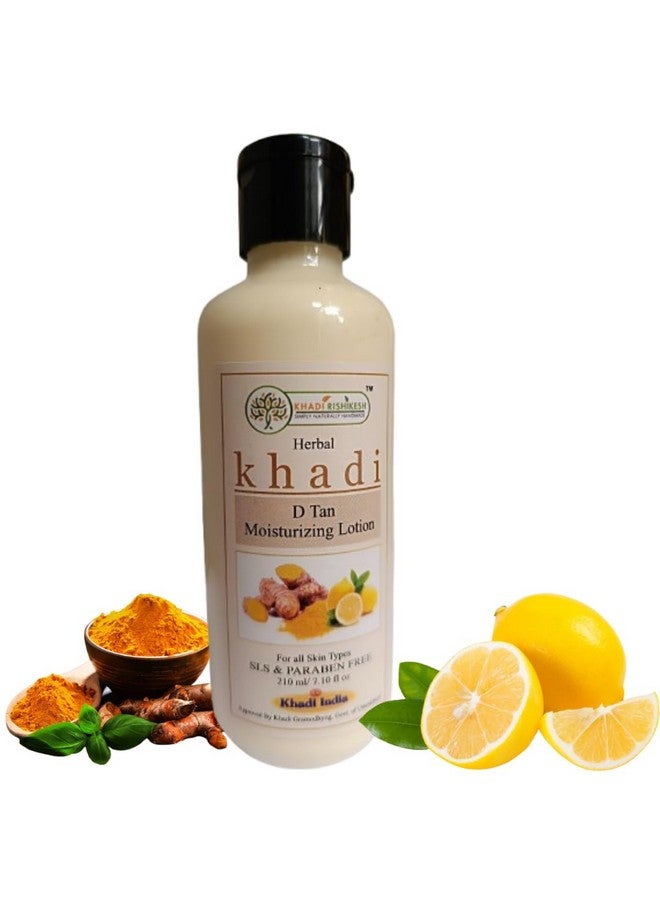 KHADI RISHIKESH Herbal D Tan Moisturizing Body Lotion for Reduces Tan and Fine Lines | Hydrating, Nourishing and Deep Moisturizer for Dry Skin | Paraben Free Daily Body Lotion for Men & Women, 210ml