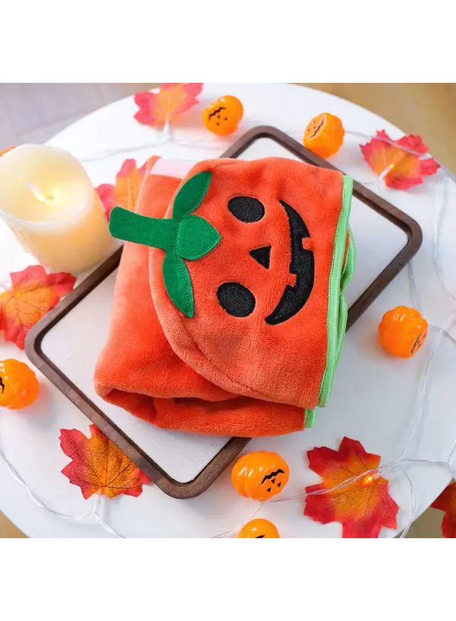 Orange Pumpkin Pet Bath Robe For Small Dogs Super Absorbent Quick Dry Hooded - Image 5