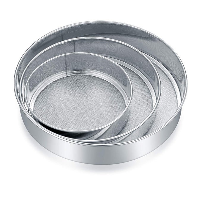 STAINLESS STEEL FLOUR SIEVES SIEVE FOR BAKING ICING SUGAR SIEVE FLOUR SIFTER KITCHEN SIEVE FINE MESH FLOUR SHAKER FOR BAKING COOKING 3 PCS 3 SIZES