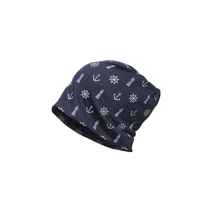 iSWEVEN Men's Beanies Cotton Slouchy Skull Summer Blended Free Size Blue Beanie Cap for Men Women Boys (7016-Many Symbol) - Image 5