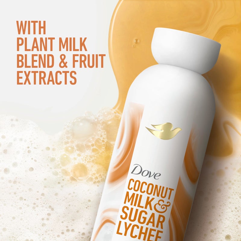 Dove غسول الجسم دوف بحليب النبات جوز الهند والليتشي للبشرة المرطبة منظف لطيف، خالي من المنظفات الكبريتية أو البارابين، 98% قابل للتحلل الحيوي 17.5 أونصة سائلة - Image 2