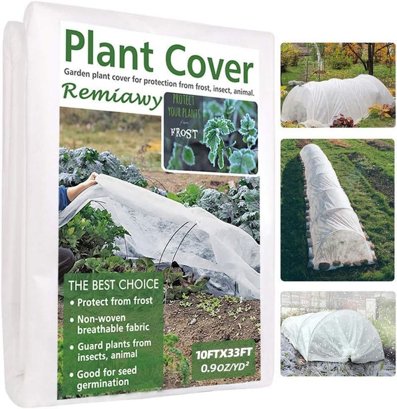 REMIAWY Plant Covers Freeze Protection, 10FTX33FT Frost Cloth Plant Cover Blanket for Outdoor Plants Floating Row Covers for Garden Vegetables Raised Beds Insect Protection Season Extension - Image 1