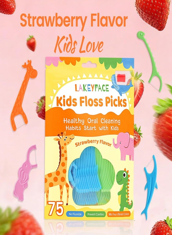 Lakeyface 300 Count Kids flossers, Strawberry Flavored Kids Floss Picks BPA Free & Fluoride Free, Cute Animal-Shaped Dental Floss Picks for Kids with Strong Long Handle, Resealable Zipper Bag - Image 4