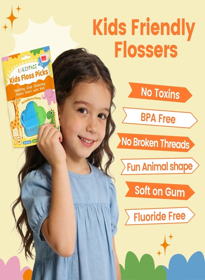 Lakeyface 300 Count Kids flossers, Strawberry Flavored Kids Floss Picks BPA Free & Fluoride Free, Cute Animal-Shaped Dental Floss Picks for Kids with Strong Long Handle, Resealable Zipper Bag - Image 5
