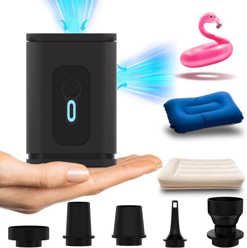 TIALLY Portable Air Pump for Inflatables - 2400mAH Rechargeable Battery Powered Air Mattress Pump - Mini Air Pump for Air Mattress Bed, Pool Floats Inflator, Boat, Inflatable Cushions, Toys - Image 1