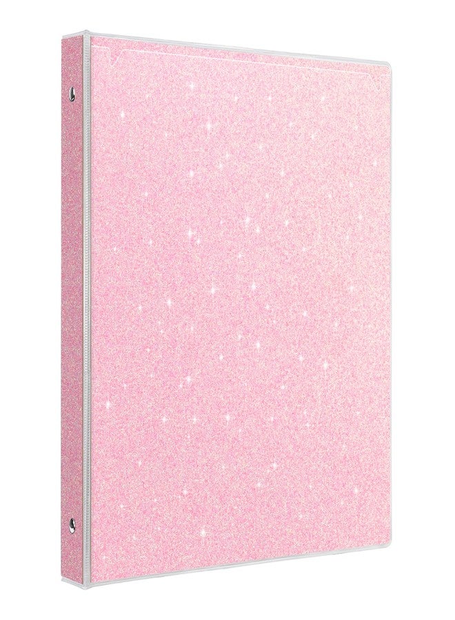 EYROZILL 1 Inch Binders 3 Ring Glitter Binders Fashion View Binder for Office Supply, Waterproof, 2 Pockets, Light Pink - Image 1
