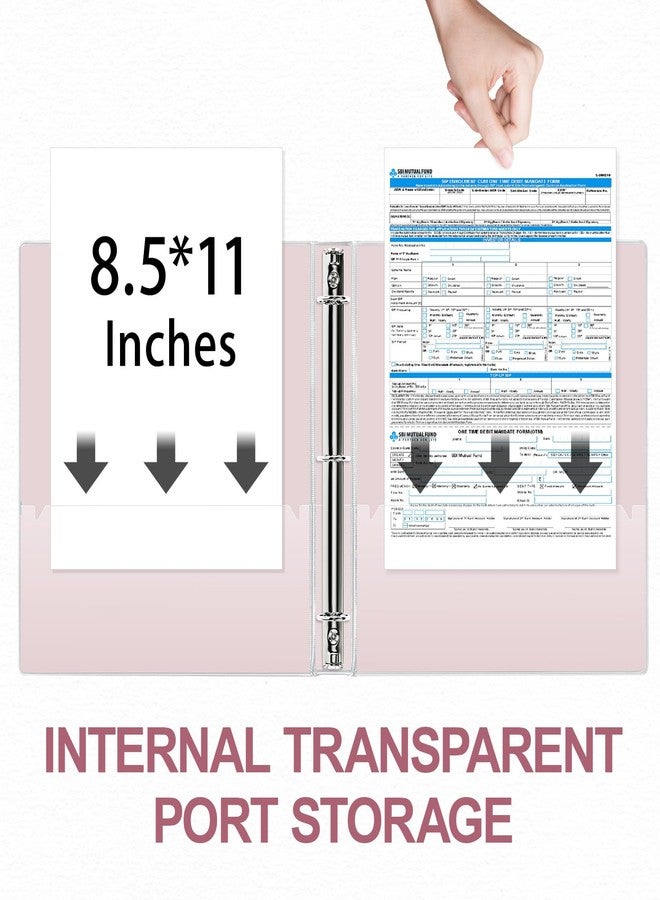 EYROZILL 1 Inch Binders 3 Ring Glitter Binders Fashion View Binder for Office Supply, Waterproof, 2 Pockets, Light Pink - Image 5