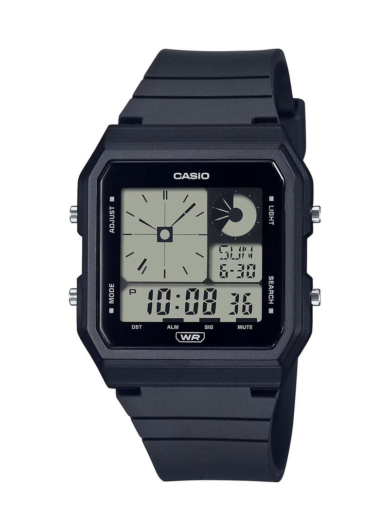CASIO ساعة ريترو فينتاج سيريز توين جرافيك رقمية بسوار من الراتينج الأسود للنساء LF-20W-1A - Image 1