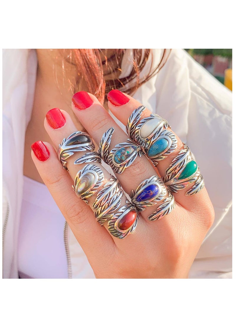 Akhet Women's 925 silver ring with a feather design, an open ring suitable for all sizes - Image 3