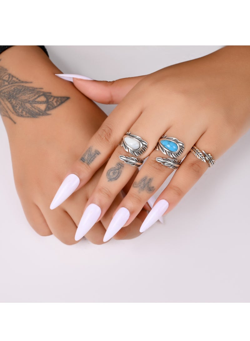 Akhet Women's 925 silver ring with a feather design, an open ring suitable for all sizes - Image 2