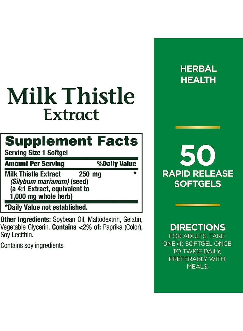NATURE'S BOUNTY Milk Thistle 1000 Mg, 50 Softgels  - Image 2