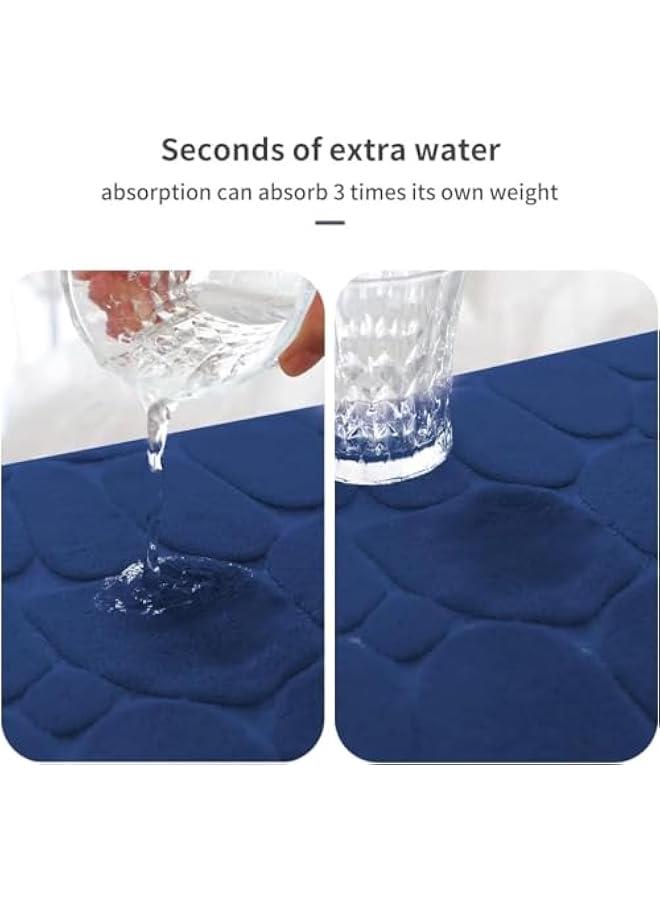 HOOKOR Memory Foam Bath Mat Cobblestone Bathroom Rugs Super Water Absorbent Machine Washable Bath Rugs(50x80cm) (Navy Blue) - Image 4