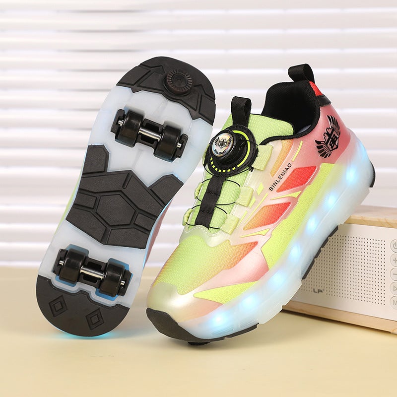 Children's Roller Skates 4-Wheel with Brake Removable LED Flashing for Boys - Image 4