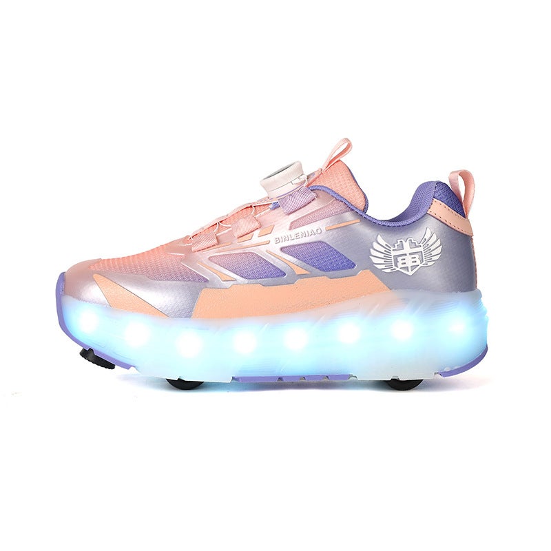 Children's Roller Skates 4-Wheel with Brake Removable LED Flashing for Boys - Image 5