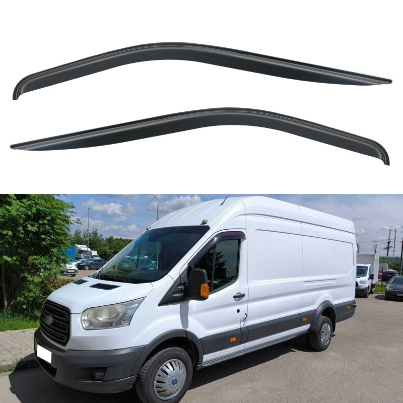 YQAUTEC Window Visors Rain Guards Shield for Ford Transit 2014-2025, Out-Channel Window Vent Wind Deflectors Visors Shades for 14-25 Transit - Image 1