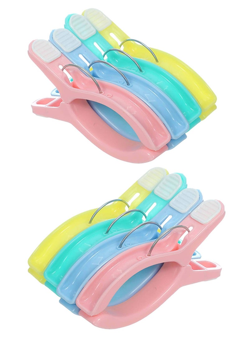 Set of 8 Large Beach Towel Clips, XXL Clothes Pegs, Plastic Beach Towel Clips, Oversized Towel Clips for Beach, Pool, Daily Laundry, Heavy Duty Bath Towel  - Image 1
