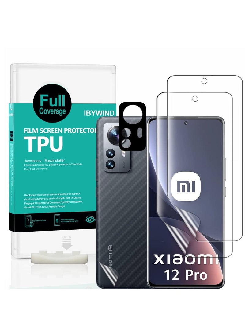 Ibywind Screen Protector for Xiaomi 12 Pro 5g 6.73 Camera Lens Protector Metal Material Pack Carbon Fiber Film Protector in-display Fingerprint Support Bubble Free - Image 1