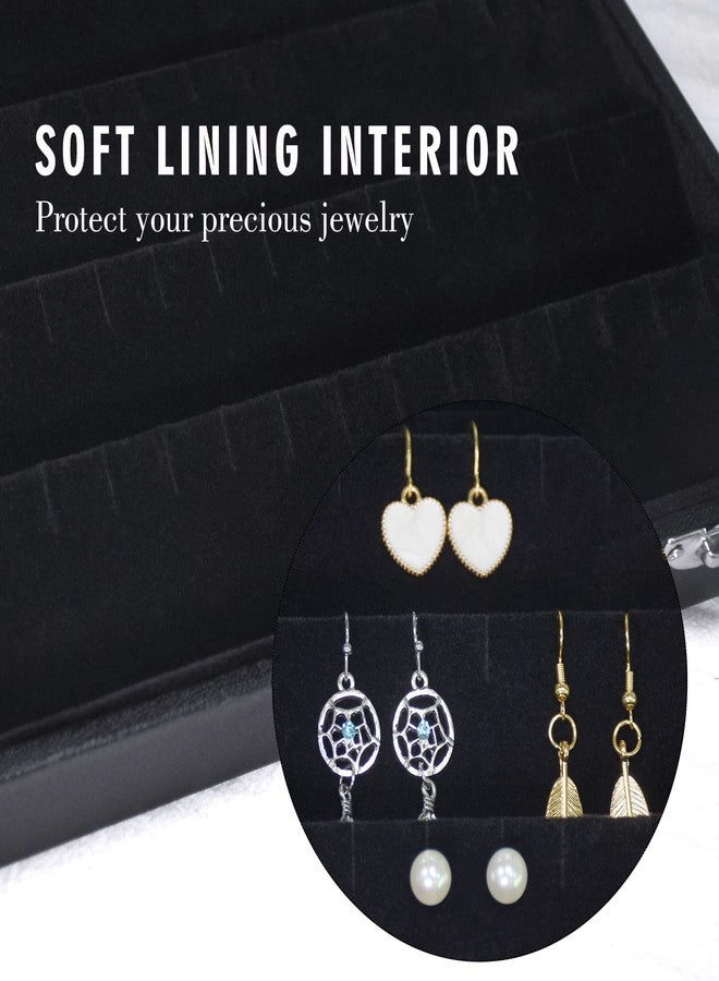 Siveit Earring Organizer Tray Velvet Earring Display Organizer Storage Box Premium 110 Slot 55 Pair Earring Display Organizer with Transparent Glass Cover Suitable for Women and Girls (Black) - Image 2