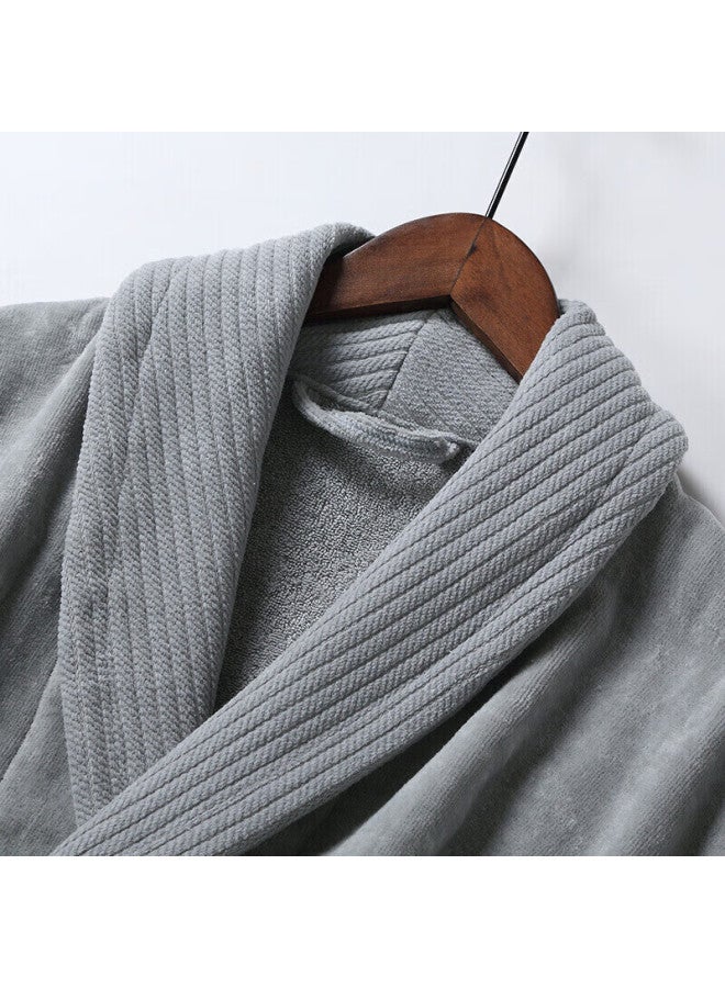 Canasin Kang'erxin Five-star Hotel Pure Cotton Bathrobe, All-cotton Absorbent Couple Adult Bathrobe Sleepwear Long Style, Classic White, M - Image 2