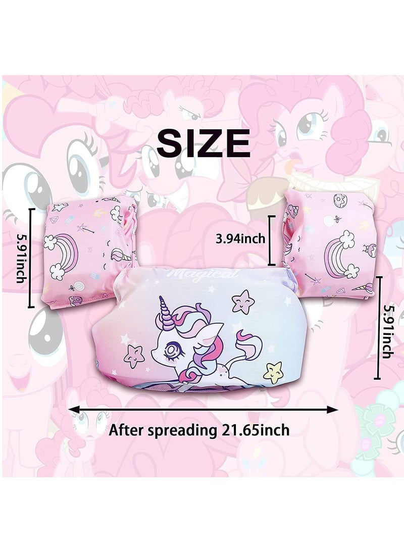 سترة السباحة للأطفال، سترة تعويم المياه، تناسب 30-55 رطلاً للفتيات والأولاد وأشرطة ذراع السباحة وأشرطة الكتف سترة تعويم هيدروفويل، للأطفال الذين يتعلمون السباحة (وحيد القرن) - Image 3