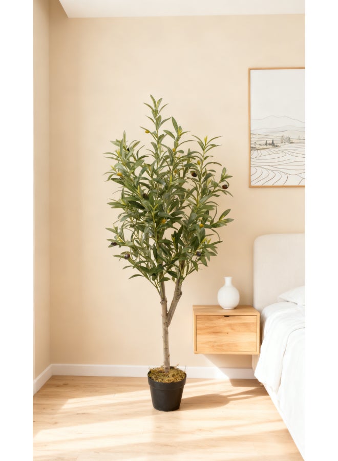 Noon East Olive 120cm (4 ft) Tall Artificial Tree with Pot | Floor Plant with Lifelike Design & Texture - Green | Decorative Natural Texture Tree for Home, Living Room, Study & Office spaces - Image 1