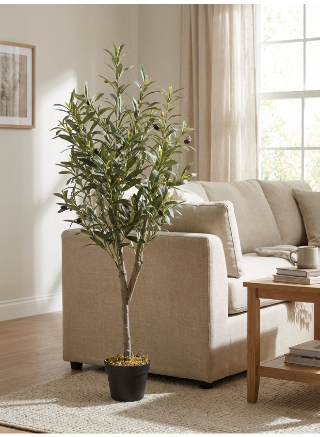Noon East Olive 120cm (4 ft) Tall Artificial Tree with Pot | Floor Plant with Lifelike Design & Texture - Green | Decorative Natural Texture Tree for Home, Living Room, Study & Office spaces - Image 3